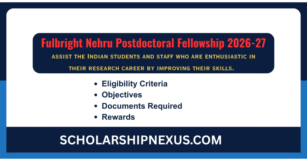 Fulbright Nehru Postdoctoral Fellowship 2026-27